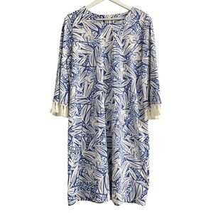 J.McLaughlin Brenda dress blue and white willow bluff pattern Catalina cloth